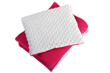 Mikos* Baumwolle und Minky| StrickDecke Kuscheldecke Krabbeldecke 75x100 mit Flaches Kissen: 30x30cm Hoch Qualität | Ideal als Kinderwagendecke 1002