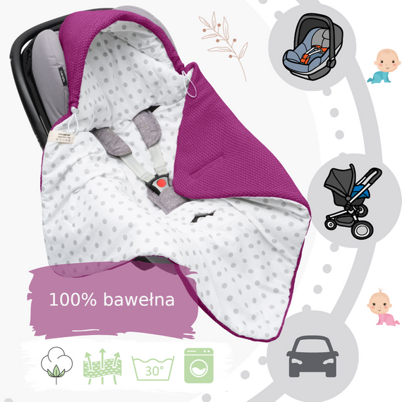 Einschlagdecke Babyschale StrickDecke 100% Baumwolle für Kinderwagen Buggys 1039
