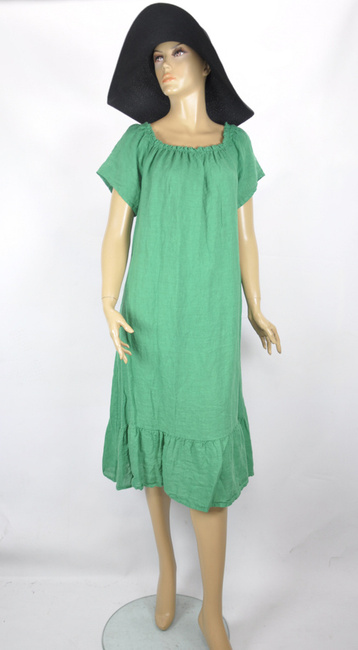 Letnia sukienka lniana hiszpanka zielona
