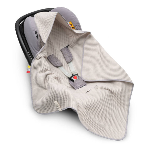 Einschlagdecke aus Waffelstoff für den Sommer 100% Baumwolle Baby Decke für Autositz Kuscheldecke Kinderwagedecke Für Kinderwagen Buggys z.B. Maxi Cosi Rosa Beige 3 Punkt Gurt (1038)