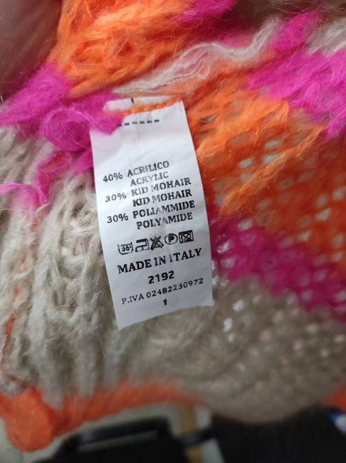 Długi sweter kardigan neonowe kolory narzutka bez zapięcia import Włochy