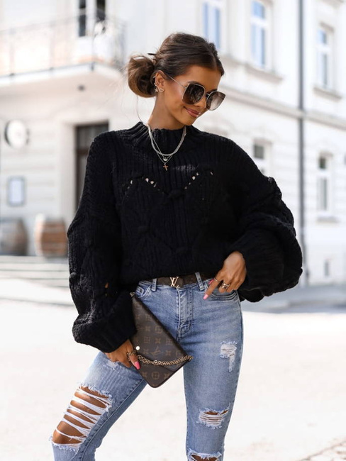 Luźny sweter Cocomore oversize czarny