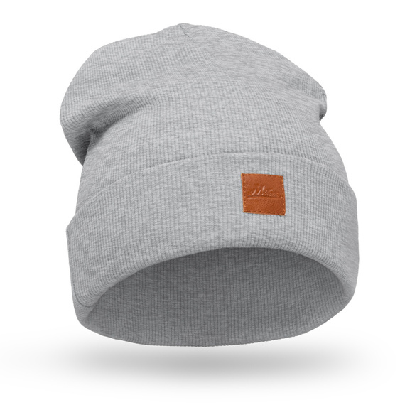 Mikos czapka damska młodzieżowa bawełniana w prążki 704 szary