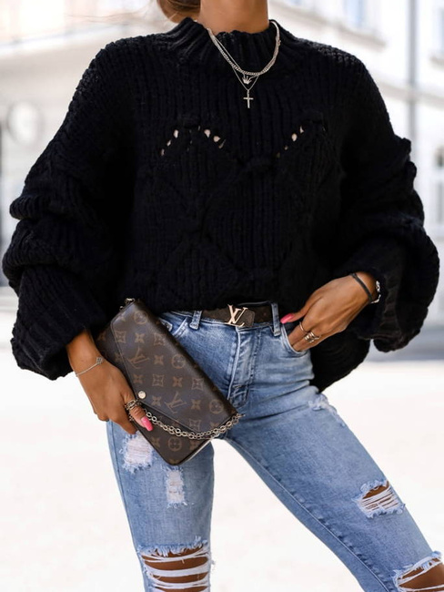 Luźny sweter Cocomore oversize czarny