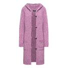 Damen Strick Jacke Mantel Pullover Neu mit Kapuze Beige Grau Warm