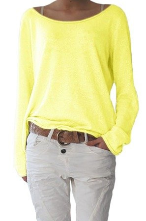 Damen Rundhalsausschnitt Langarm Lose Bluse Strickpulli Hemd Shirt Oversize Sweatshirt in vielen Trend Farben Tops