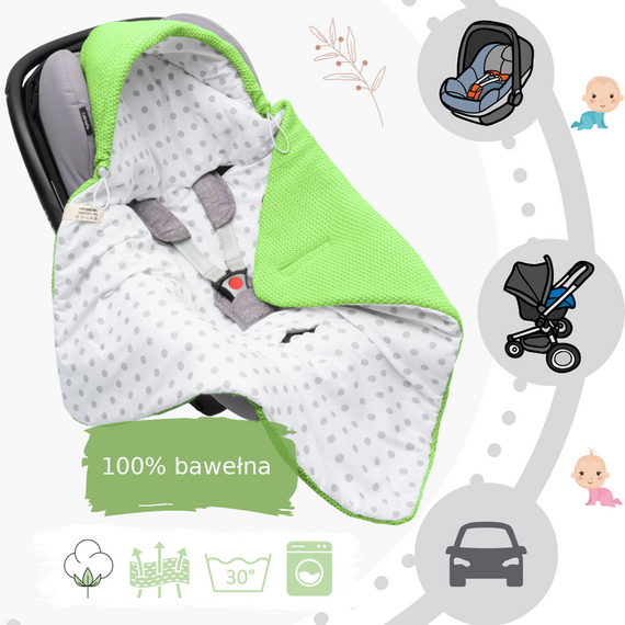Einschlagdecke Babyschale StrickDecke 100% Baumwolle für Kinderwagen Buggys 1039