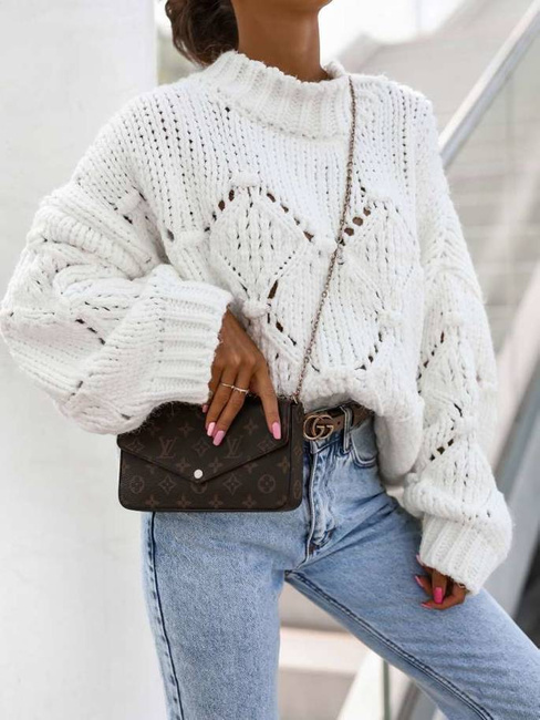 Luźny sweter Cocomore oversize ecru