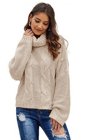 Mikos* Elegant Rollkragenpullover Strickpullover Damen Winterpullover II Oversize Strickpulli II Lässig Sweater (692)