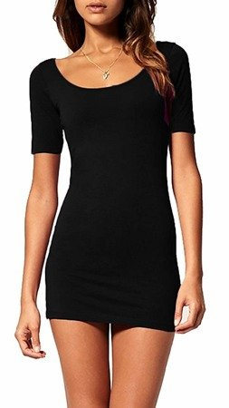 Mikos Sommer Damen Kleid Kurzarm Shirt Bodycon Stretch Short Minikleid (314)