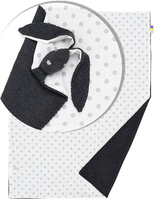 Mikos® GOTS zert. Babydecke 100% Bio Baumwolle Strickdecke Baumwolldecke Warme Babydecke Mädchen Jungen Baby Erstausstattung Für Neugeborene | 2 in 1 Kuscheltier und Kuscheldecke (1042) 