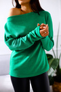 Krótki sweter Me Gusta z długimi rękawami zielony