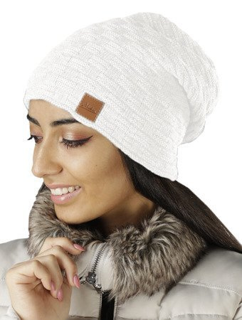 Mikos Damen Strickmütze mit Fellbommel Bommelmütze Zopfmuster oder Rippstrick mit großem Kunstfellbommel