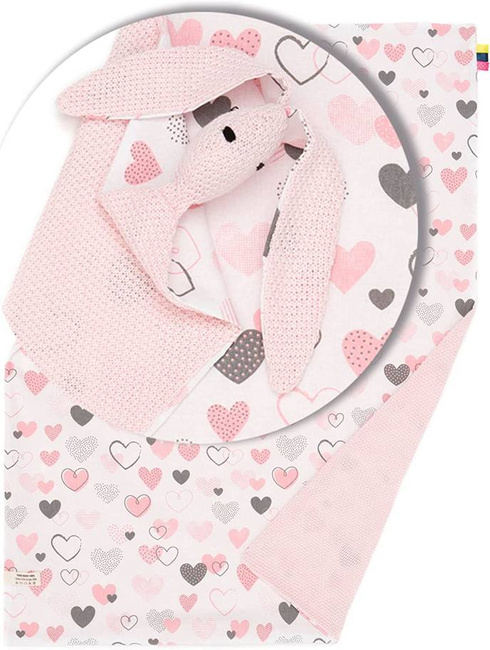 Mikos® GOTS zert. Babydecke 100% Bio Baumwolle Strickdecke Baumwolldecke Warme Babydecke Mädchen Jungen Baby Erstausstattung Für Neugeborene | 2 in 1 Kuscheltier und Kuscheldecke (1042) 