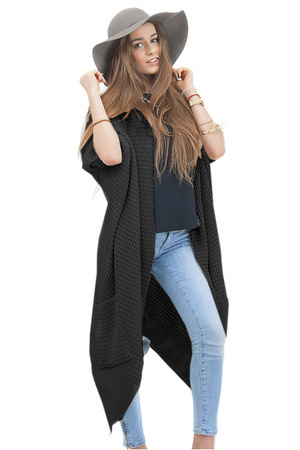 Damen Cardigan Lang Pulli Pullover Strickjacke Wasserfall Oversize S M L 36 38 40 (629)