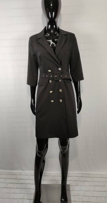 Sukienka safari czarna BB z paskiem rękawy do łokci