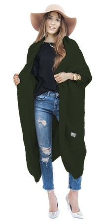 Longstrickjacke mit locker fallendem Kragen