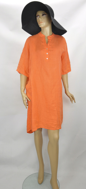 Letnia sukienka lniana pomarańczowa