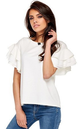 Kurzarmbluse mit Rüschen - weiß 259