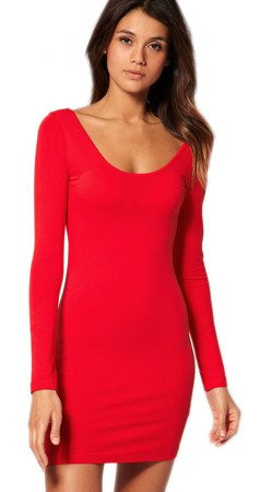 Ellegant Damen Kleid Langarm MINI Dress Dekollete Farbwahl