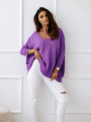 Luźny sweter damski w serek Me Gusta fiolet