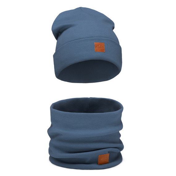 Mikos komplet damski młodzieżowy komin czapka 703 jeans