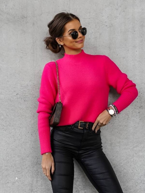 Sweter cocomore z półgolfem fuksja