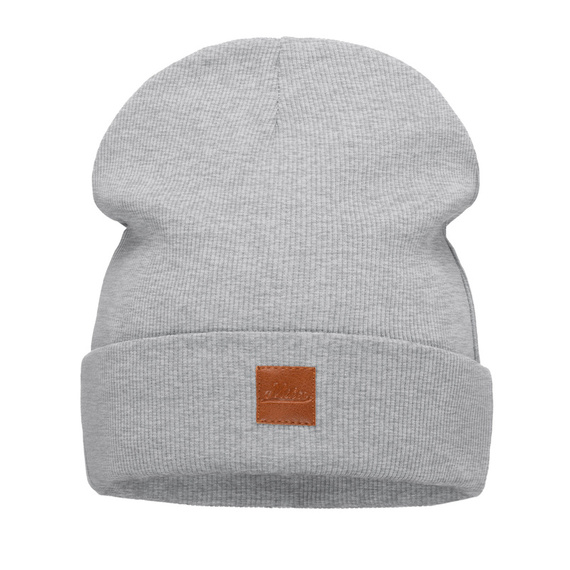 Mikos czapka damska młodzieżowa bawełniana w prążki 704 szary