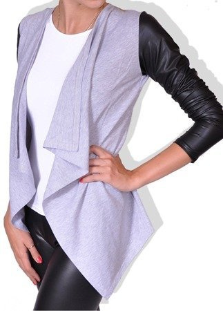 Mikos Damen Elegant Lederimitat-Strickjacke Blazer Cardigan Streetwear Look S M L XL (192)