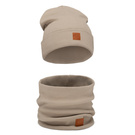 Mikos komplet damski młodzieżowy komin czapka 703 beż