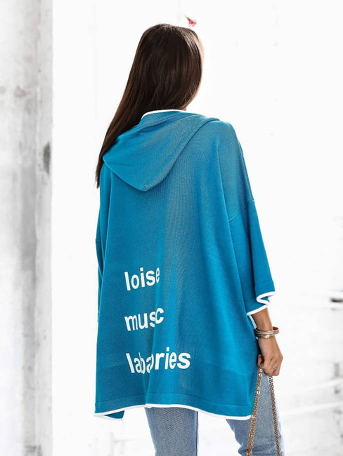 Sweter Cocomore luźna bluza z kapturem i napisami morski