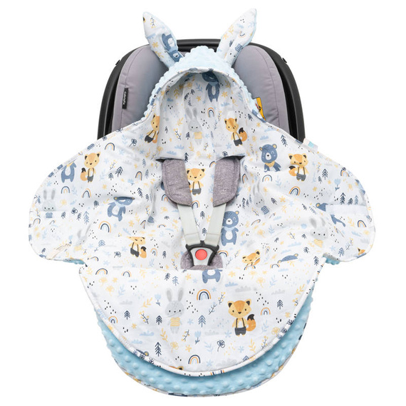 Babydecke MINKY mit Kapuze Einschlagdecke Babyschale Kinderwagen Decke (1037)