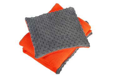 Mikos* Baumwolle und Minky| StrickDecke Kuscheldecke Krabbeldecke 75x100 mit Flaches Kissen: 30x30cm Hoch Qualität | Ideal als Kinderwagendecke 1002