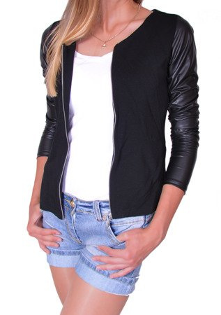 Mikos Damen Jacke mit Lederärmel Jacket Kap mit Reißverschluss S M L XL