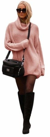 Mikos Damen Strickpullover Sweater Rollkragen Pullover Kuscheliger Jumper Strick Pulli Oversize (648)