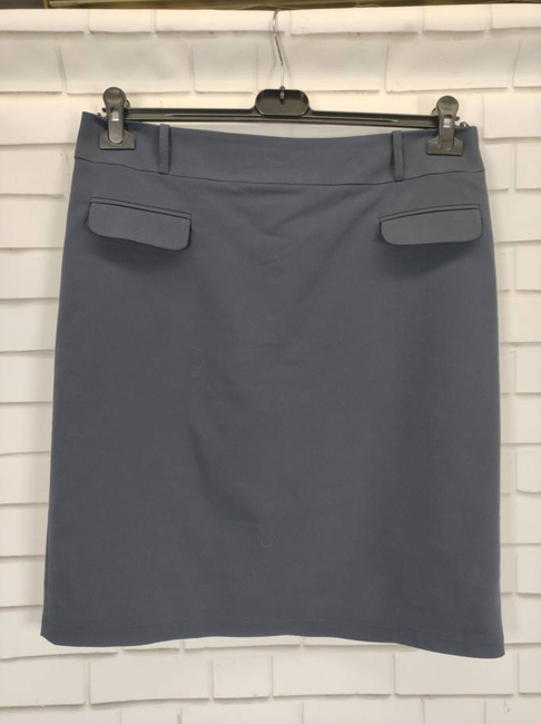 BB klasyczna spódnica na suwak długość do kolana prosta elegancka ołówkowa granatowa (030)