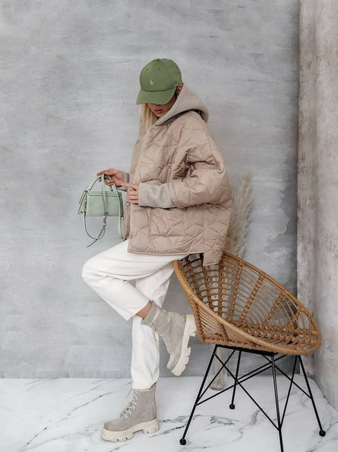 Kurtka damska wiosenna z kapturem Cocomore beż