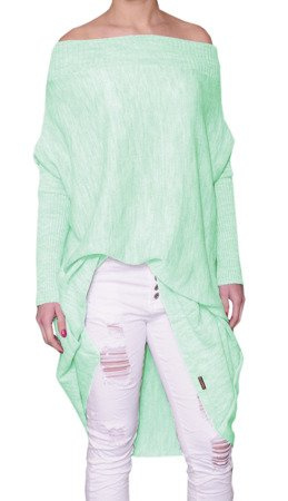 Mikos Damen Pullover Modischer Longsleeve Schulterfreies Oversize Pulli Pullover Strick Tunika Kleid Longshirt SM L 36 38 40 (633)