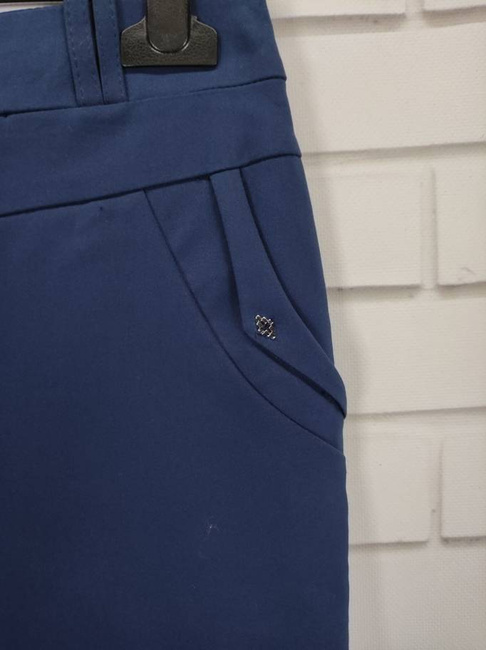 BB klasyczna spódnica na suwak długość do kolana prosta elegancka ołówkowa granatowa (027)