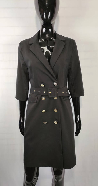 Sukienka safari czarna BB z paskiem rękawy do łokci