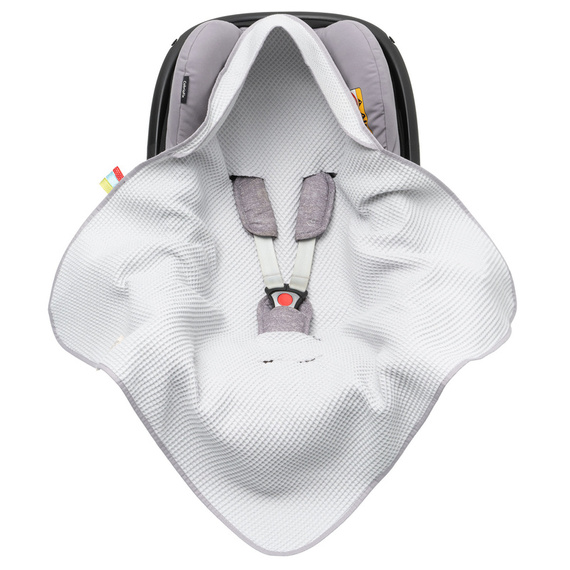 Einschlagdecke aus Waffelstoff für den Sommer 100% Baumwolle Baby Decke für Autositz Kuscheldecke Kinderwagedecke Für Kinderwagen Buggys z.B. Maxi Cosi Rosa Beige 3 Punkt Gurt (1038)