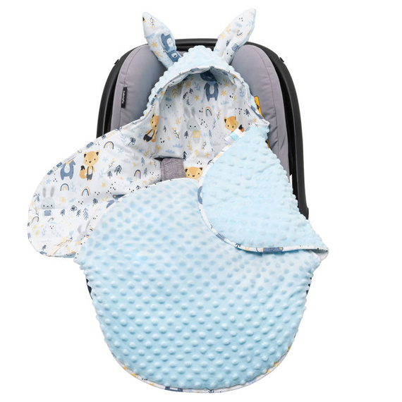 Babydecke MINKY mit Kapuze Einschlagdecke Babyschale Kinderwagen Decke (1037)
