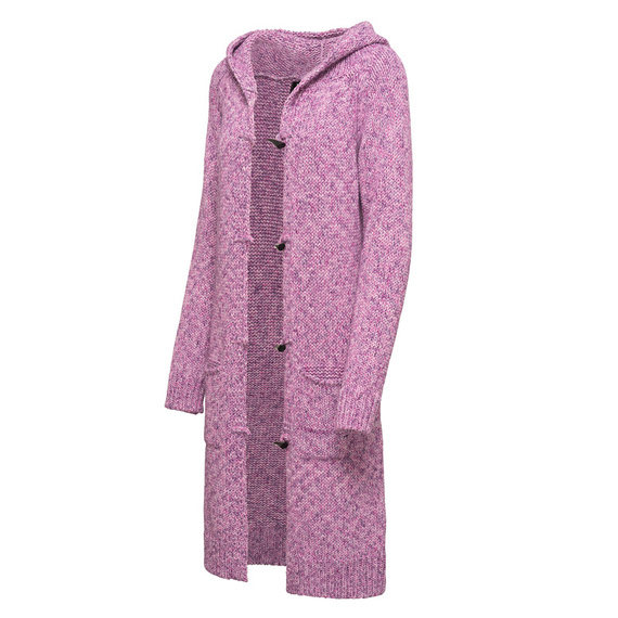 Damen Strick Jacke Mantel Pullover Neu mit Kapuze Beige Grau Warm