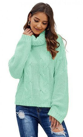 Mikos* Elegant Rollkragenpullover Strickpullover Damen Winterpullover II Oversize Strickpulli II Lässig Sweater (692)