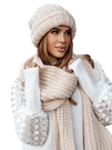 Komplet zimowy gruba czapka + szalik Cocomore beż