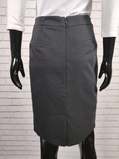 BB klasyczna spódnica na suwak długość do kolana prosta elegancka ołówkowa czarna (025)