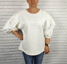 Cocomore Bluza dresowa biała damska  z wstawkami materiału dekoracyjnego długi rękaw  z bufkami