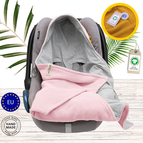 Einschlagdecke Babyschale StrickDecke 100% Baumwolle für Kinderwagen Buggys 1039