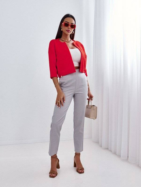 Krótka bomberka bolerko cocomore kardigan rękaw 3/4 czerwony