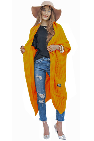 Longstrickjacke mit locker fallendem Kragen